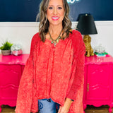 Washed Pleated Detail Long Sleeve Flare Tunic Top - LAST ONES FINAL SALE