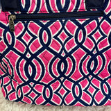 Quilted Tote - Hot Pink & Navy Trellis - DOORBUSTER* FINAL SALE *