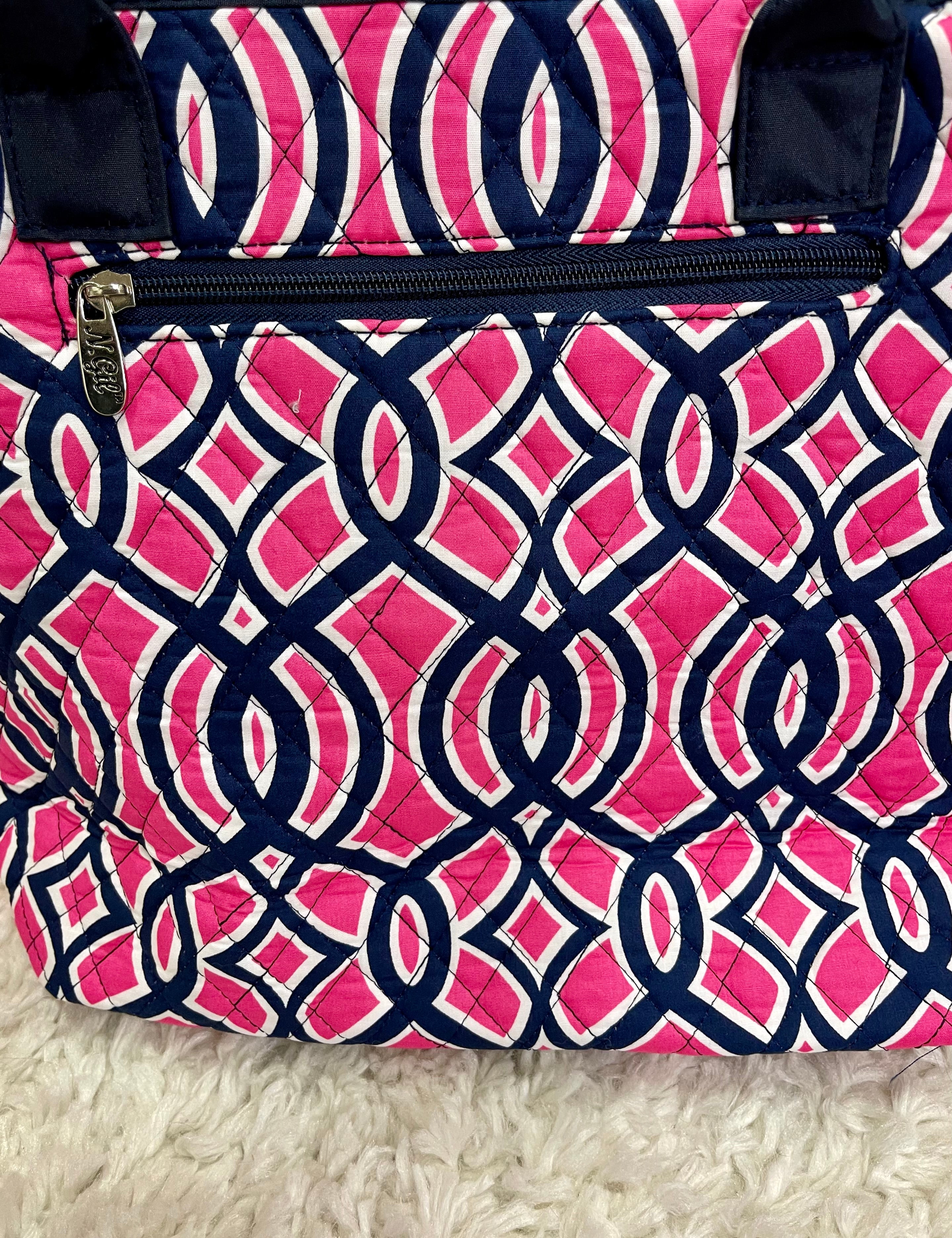 Quilted Tote - Hot Pink & Navy Trellis - DOORBUSTER* FINAL SALE *