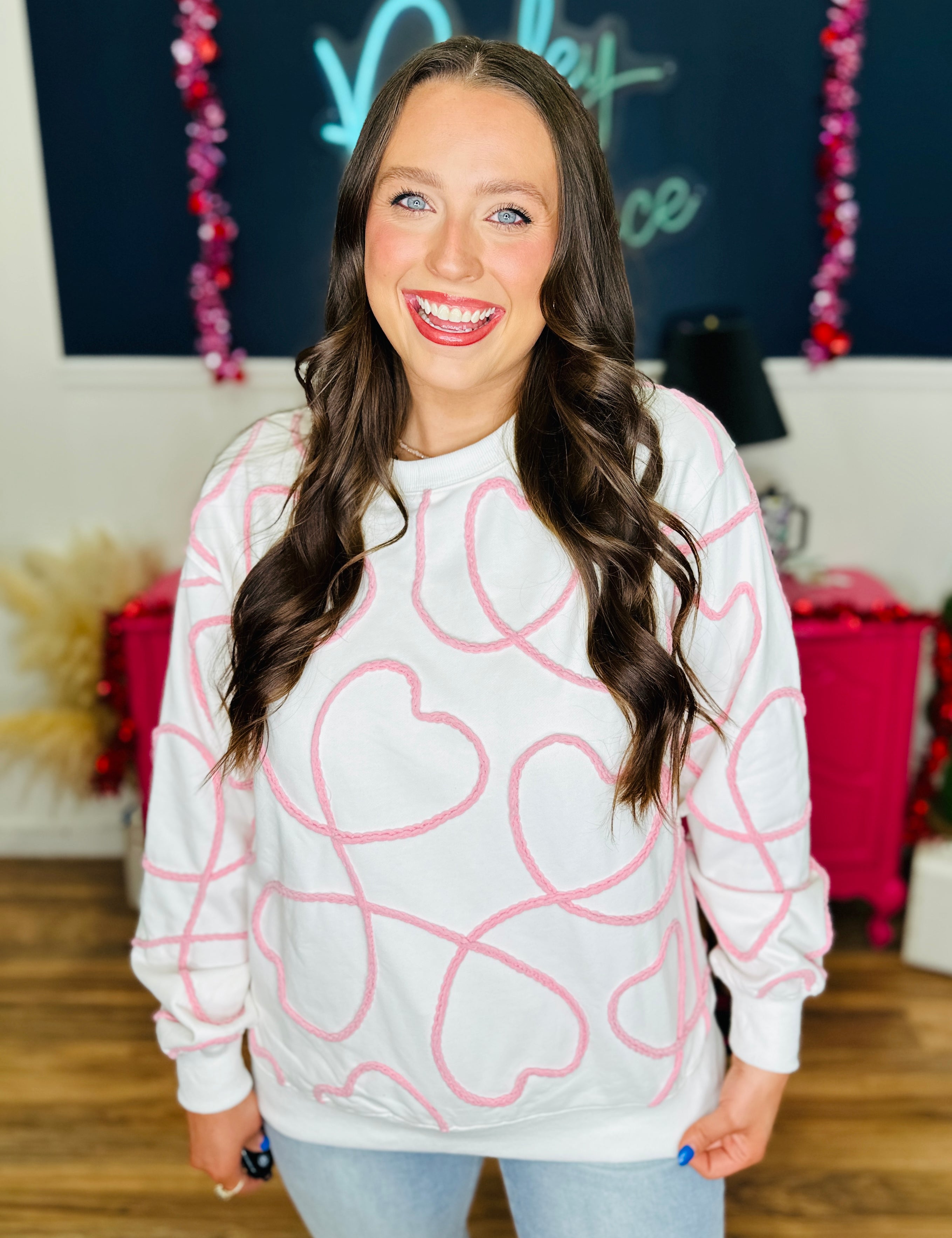 Heart Shape Corded Sweatshirt - FINAL SALE