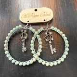 Mint Wood Bead Hoop with Key Dangle - PREORDER
