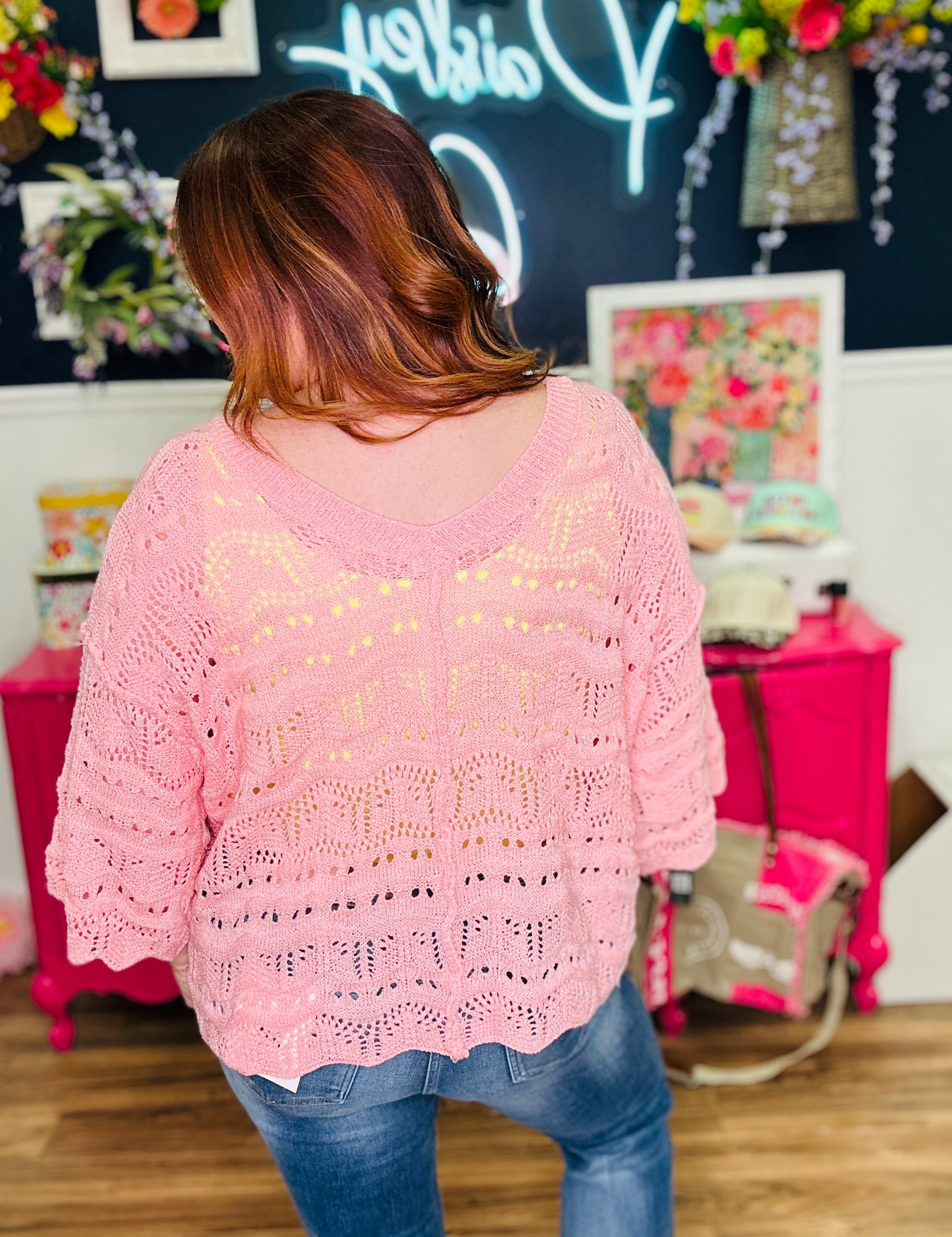 Sweet Spot V-Neck Sweater - Pink