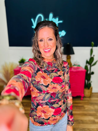 Elsie Fall Floral Mesh Top