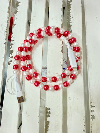 DB - 4-In-1 Beaded Charging Cable - Red/White - FINAL SALE