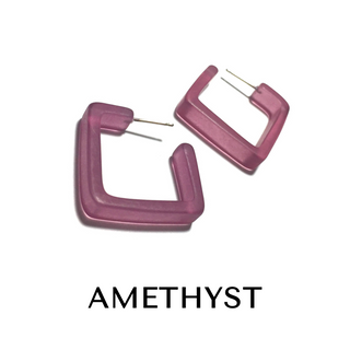 Square Frosted Lucite Hoop Earrings