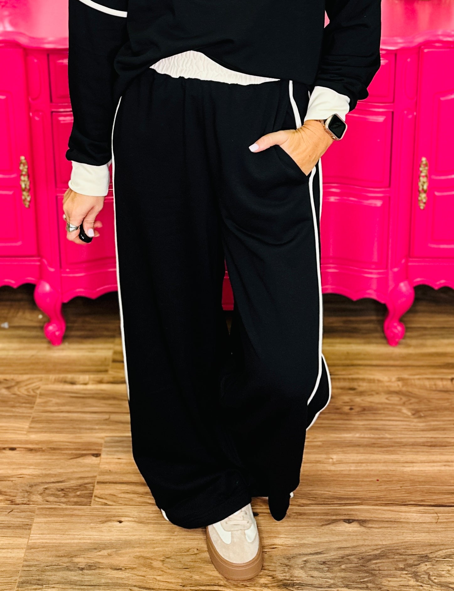 French Terry Pull On Pants - Black - LAST ONES FINAL SALE