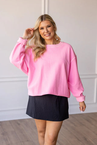 Cloud Gazing Ombre Sweatshirt - Neon Pink PREORDER