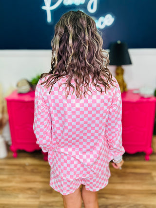 Pink Checkered Top & Bottom Set