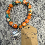 Sandra Ling Coral Teal Concho Bracelet - CIJ 36