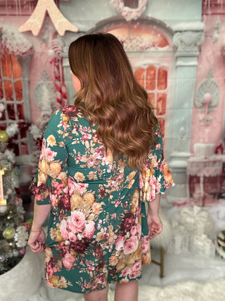 Green Floral Print Dress