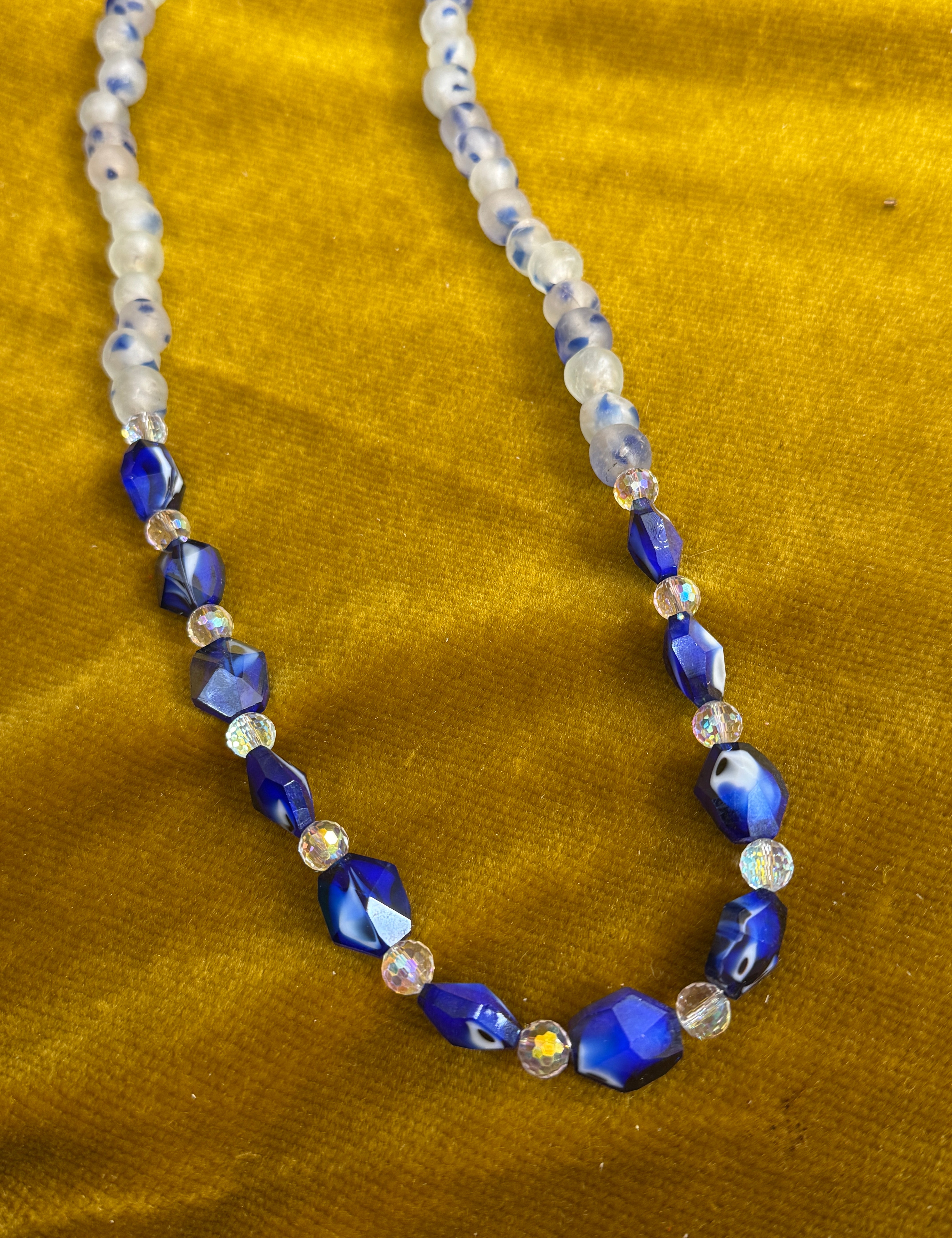 Blue w/Frosted Beads Necklace