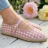 Fallon Pink Gingham Mary Jane Flats