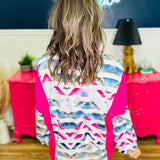 Geometric Print With Stripes Print Top - LAST ONES FINAL SALE