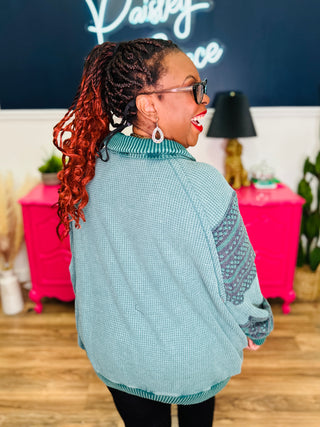 Washed Thermal Mock Neck Long Sleeve Top