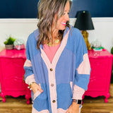 Washed Colorblock Cardigan Mixed Media - LAST ONES FINAL SALE
