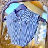 Instant Elevation Collar - Blue & White Stripe w/Ruffle - FINAL SALE