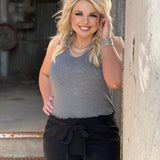 Brenna Black Tie-Waist Shorts