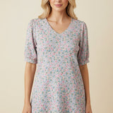Pocketful Of Petals Top - Teal/Pink