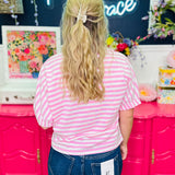Mainstreet Muse Top - Pink/White