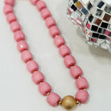 Chunky Beaded Necklace - Lt Pink