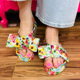 Flora Bow Sandal - Mint Floral