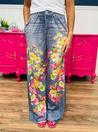 Botanic Blur Printed Faux Denim