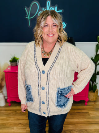 V-Neck Chunky Knit Cardigan