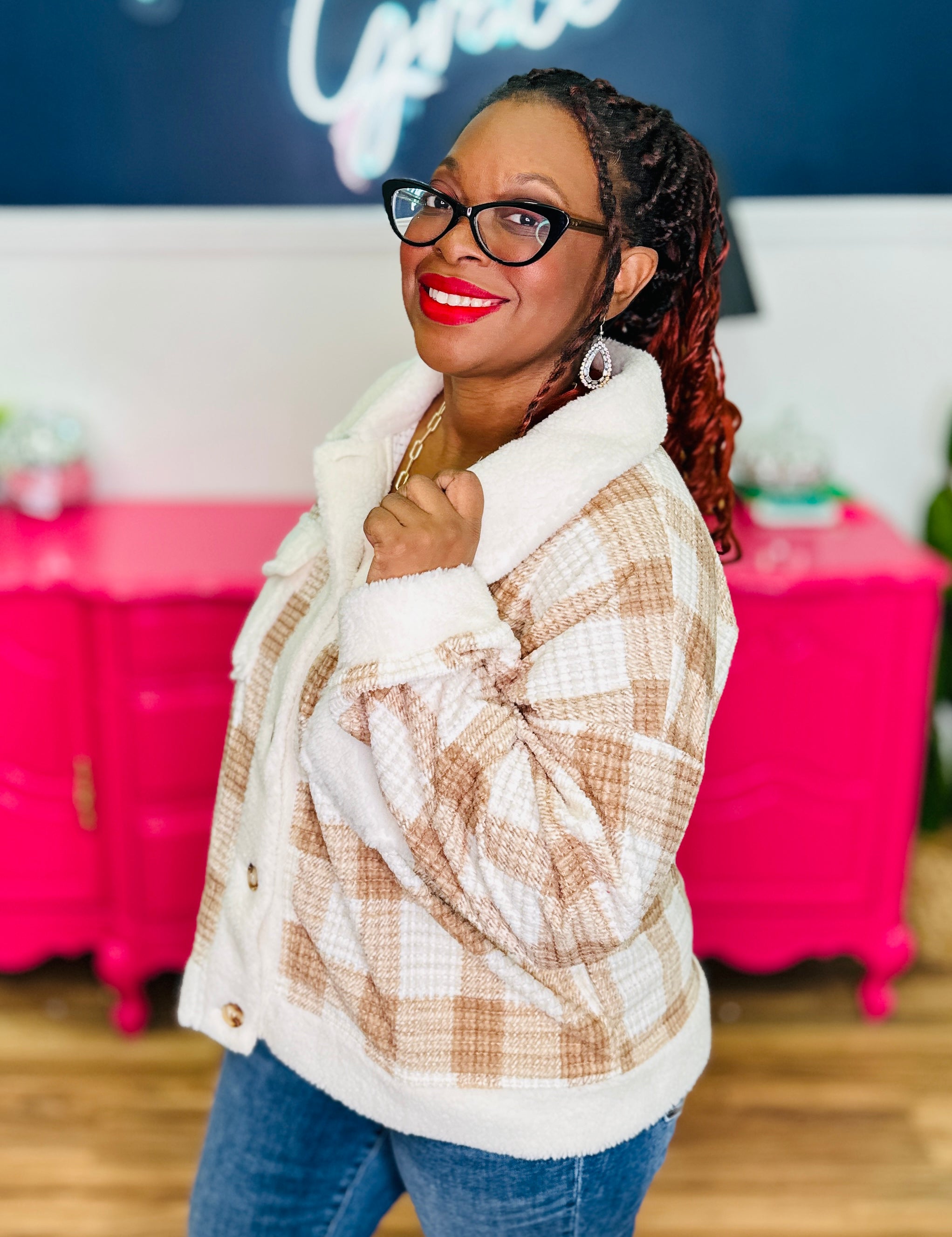 Plaid Sherpa Jacket - LAST ONES FINAL SALE