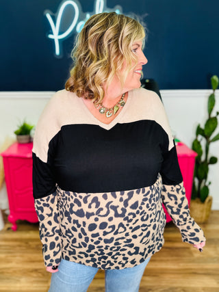 Color Block Long Sleeve Top