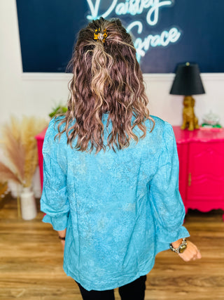 Nora Aqua Long Sleeve Top - FINAL SALE