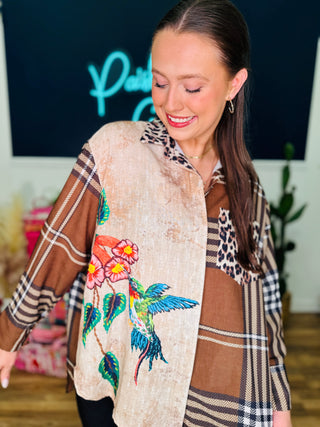 Arden Hummingbird Patchwork Top