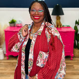 POL Balloon Sleeve A-Line Fit Top - Red Multi - LAST ONES FINAL SALE