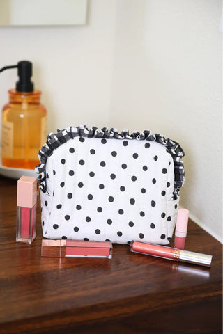 PREORDER - Gingham Polka Dot Quilted Ruffle Bag