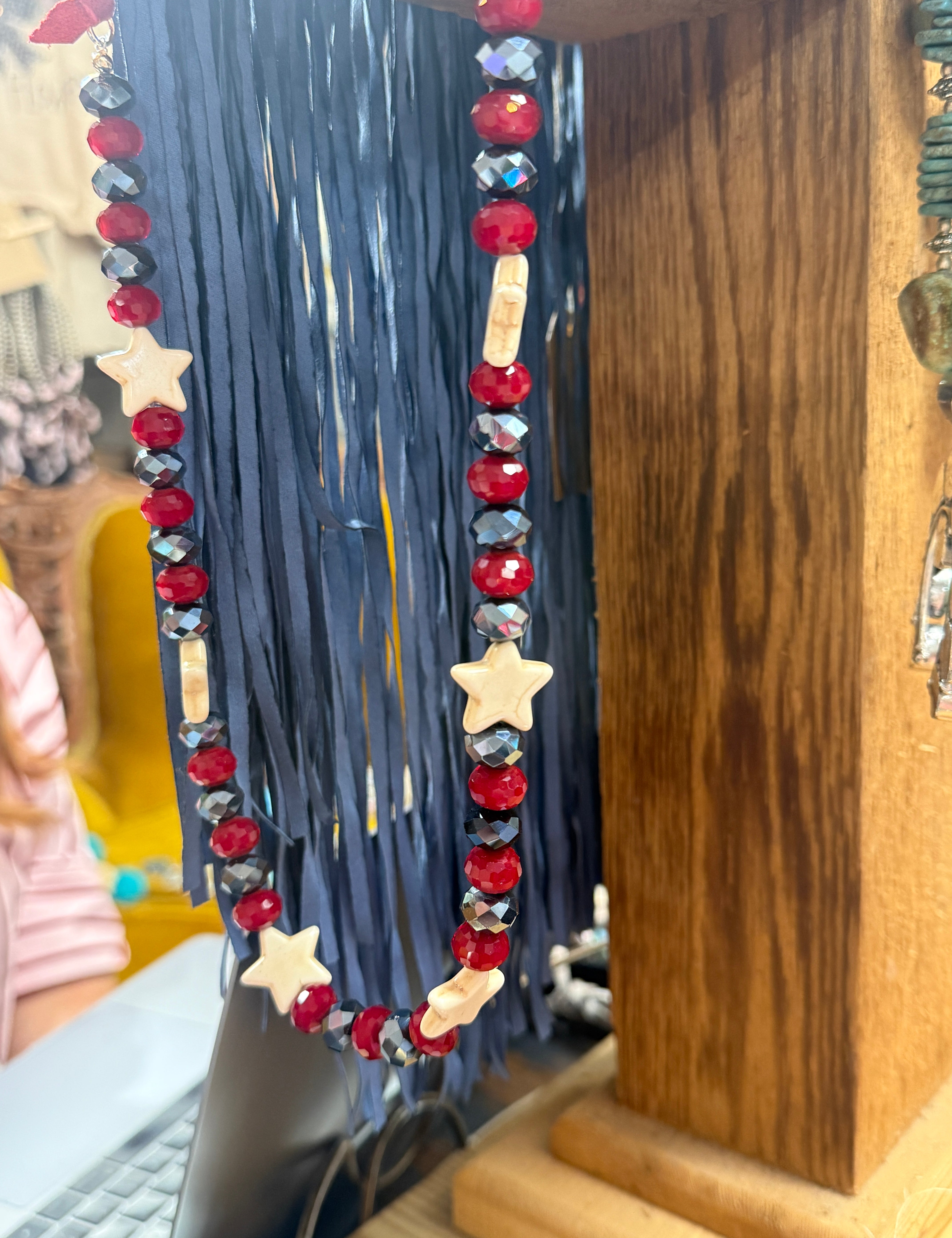 Red Beaded Star Necklace