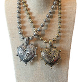 ATG Etched Puff Heart Ball Chain Necklaces