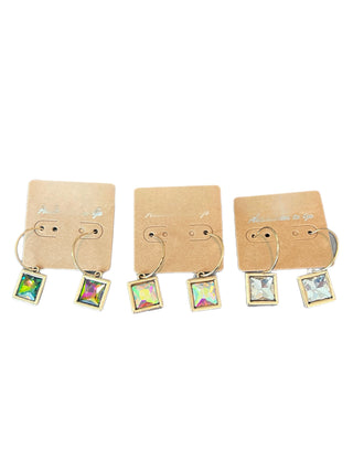 ATG Crystal Chiclet Hoop Earrings