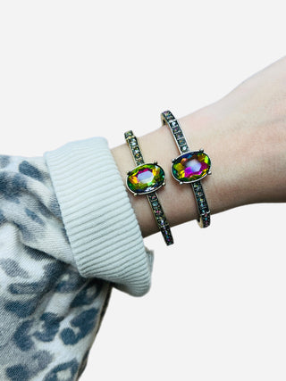 ATG Oval Crystal Statement Stretch Bracelets