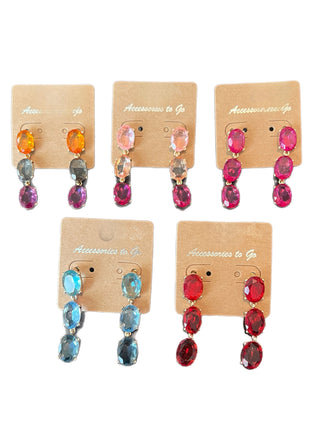 ATG Triple Oval Crystal Drop Earrings