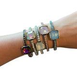 ATG Square Crystal Gold Stretch Bracelets