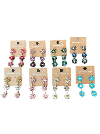 ATG Triple Crystal Flower Earrings