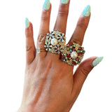 ATG Flower Crystal Stretch Rings