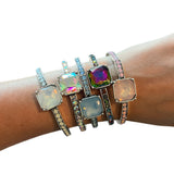 ATG Square Crystal Silver Stretch Bracelets