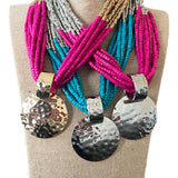 ATG Medallion Beaded Layered Necklaces