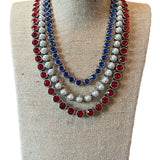 ATG Triple Strand Patriotic Necklace