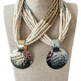 ATG Medallion Beaded Layered Necklaces
