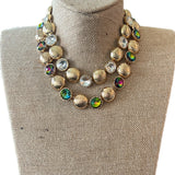 ATG Round Gold Crystal Necklaces