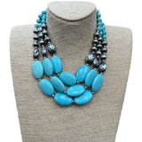 ATG DOORBUSTER Oval Turquoise Navajo Pearl 3-Strand Necklace