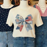 All-American Faux Patch Bow Tee