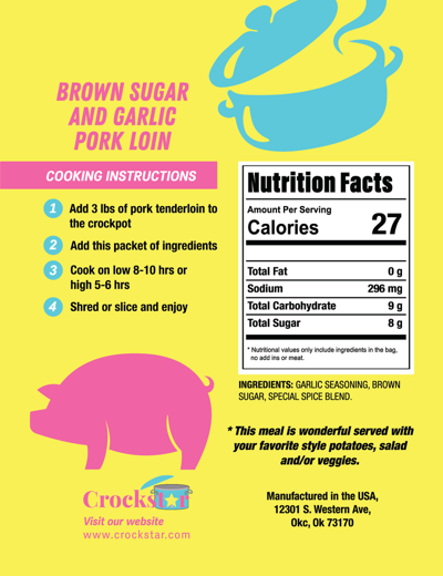 PREORDER -  Crockstar - Brown Sugar & Garlic Porkloin