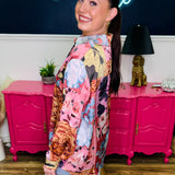 POL Button Down Floral Long Sleeve Top - Rose Brick Multi - FINAL SALE